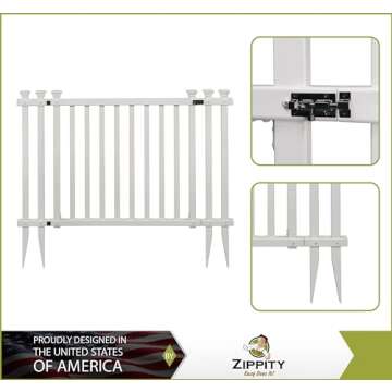3ft H x 4.2ft W (1 Gate) No Dig Zippity Baskenridge Gate Kit, White Vinyl Picket Fence Gate Kit for ...