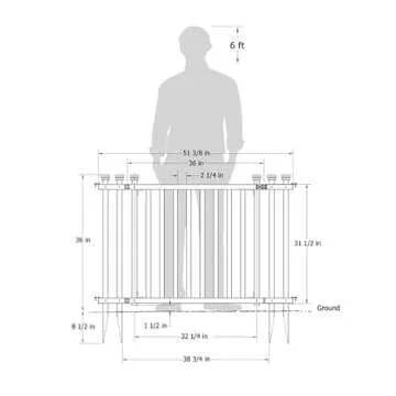 3ft H x 4.2ft W (1 Gate) No Dig Zippity Baskenridge Gate Kit, White Vinyl Picket Fence Gate Kit for Baskenridge Fence Panels, Gate for Backyard, Patio, Outdoor, & Garden Fence, ZP19038