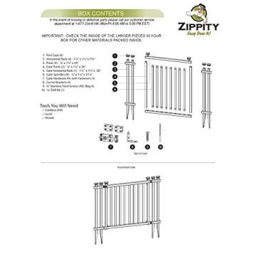 3ft H x 4.2ft W (1 Gate) No Dig Zippity Baskenridge Gate Kit, White Vinyl Picket Fence Gate Kit for Baskenridge Fence Panels, Gate for Backyard, Patio, Outdoor, & Garden Fence, ZP19038