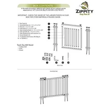3ft H x 4.2ft W (1 Gate) No Dig Zippity Baskenridge Gate Kit, White Vinyl Picket Fence Gate Kit for Baskenridge Fence Panels, Gate for Backyard, Patio, Outdoor, & Garden Fence, ZP19038