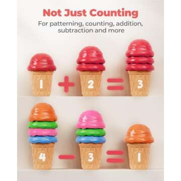 JoyCat Ice Cream Preschool Learning Activities Counting and Color Sorting Set Stacking Toys for Kids...
