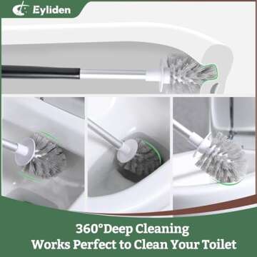 Eyliden Toilet Brush, Toilet Bowl Brushes with Holder, Compact Size Drip-Proof Holder Saves Space, T...