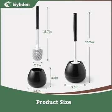 Eyliden Toilet Brush, Toilet Bowl Brushes with Holder, Compact Size Drip-Proof Holder Saves Space, Toilet Deep Cleaning, Bathroom Cleaner Kit (Black,1 Pack)
