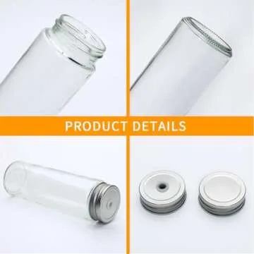 14 OZ Glass Juicing Bottles with Airtight Lids, Reusable Drinking Jars with Straw & Lids with Hole, Glass Water Bottles for Juice, Beverage, Smoothie, Tea, Kombucha, Homemade Drinks (10 Pack)