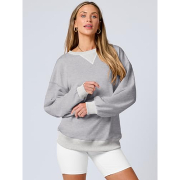 ANRABESS Women's Oversized Color Block Sweatshirt Fall 2024