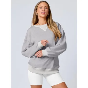 ANRABESS Women's Oversized Color Block Sweatshirt Fall 2024