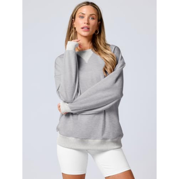 ANRABESS Women's Oversized Color Block Sweatshirt Fall 2024