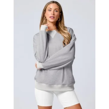 ANRABESS Women's Oversized Color Block Sweatshirt Fall 2024