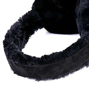 Wool Ear Muffs for Winter Women Men Fluffy Earmuffs Soft Cozy Ear Warmers Outdoor Ear Covers for Cold Weather, Black