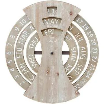 Rustic Wooden Perpetual Calendar for Home & Office