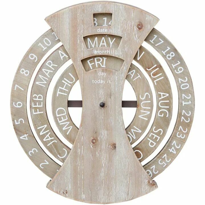 Rustic Wooden Perpetual Calendar for Home & Office