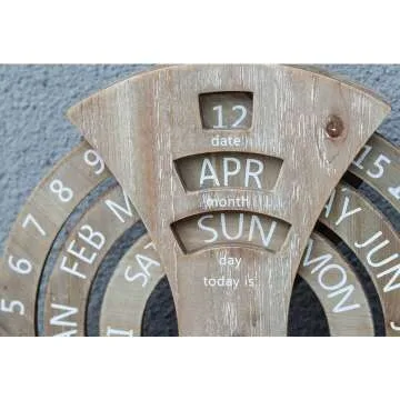 Rustic Wooden Perpetual Calendar for Home & Office