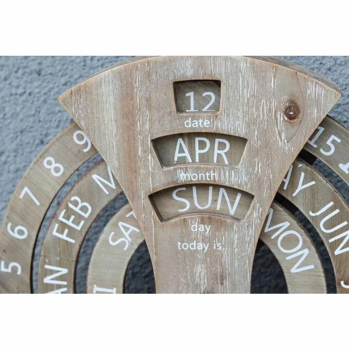 Rustic Wooden Perpetual Calendar for Home & Office
