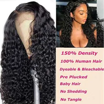 Persephone Curly Lace Front Wigs Human Hair Pre Plucked Brazilian Human Hair Wigs for Black Women Glueless Right T Part Wig Natural Color 24 Inch