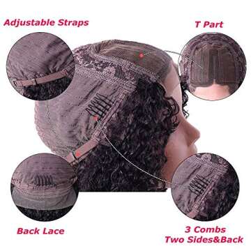 Persephone Curly Lace Front Wigs Human Hair Pre Plucked Brazilian Human Hair Wigs for Black Women Glueless Right T Part Wig Natural Color 24 Inch