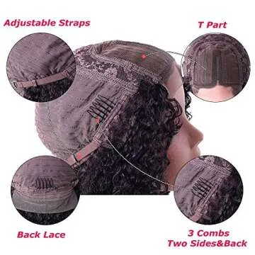 Persephone Curly Lace Front Wigs Human Hair Pre Plucked Brazilian Human Hair Wigs for Black Women Glueless Right T Part Wig Natural Color 24 Inch