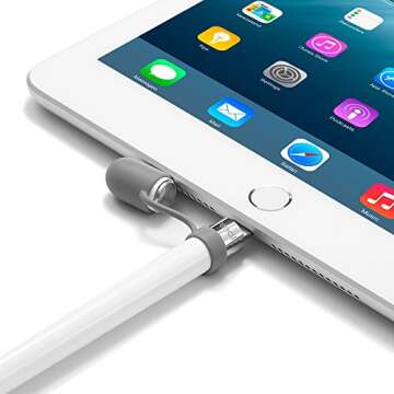 Teyomi 5-Pack Silicone Protective Accessories for Apple Pencil 1st Generation, Includes 2 Apple Pencil Cap Replacements, Apple Pencil Cap Holder, Apple Pencil Tip Cover, Cable Adapter Tether(Gray)