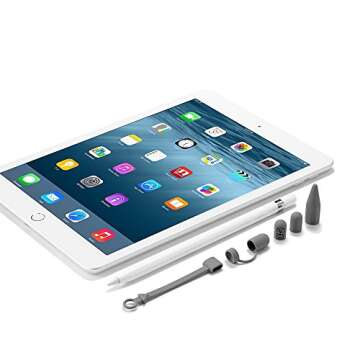 Teyomi 5-Pack Silicone Protective Accessories for Apple Pencil 1st Generation, Includes 2 Apple Pencil Cap Replacements, Apple Pencil Cap Holder, Apple Pencil Tip Cover, Cable Adapter Tether(Gray)