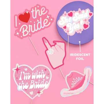 Bachelorette Photo Booth Props Set - 24 Rose Gold Designs