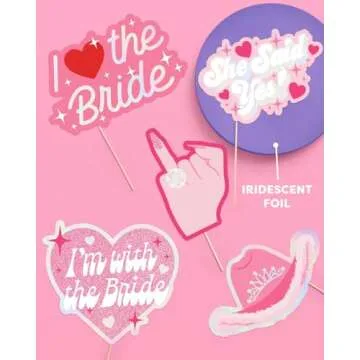 Bachelorette Photo Booth Props Set - 24 Rose Gold Designs
