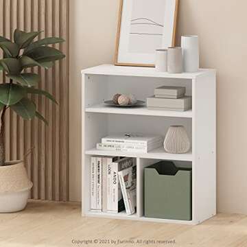 Furinno Pasir 3 Tier Display Bookcase - Elegant White with Adjustable Shelves