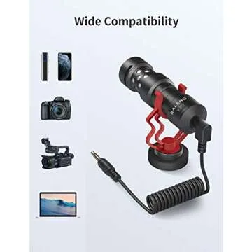RALENO Camera Microphone. Cardioid Microphone Suitable for Smartphone, Sony, Canon and Nikon, Used for Indoor Shots, interviews, vlog Radio. Friendly to Video Producers, Youtubers