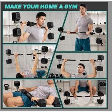 Dumbbell Barbell Converter Bar Adjustable Dumbbell to Barbell Converter Bar Metal Solid Heavy-duty Versatile Barbell Weight Bars for Lifting Full Body Workouts Home Gym Fitness Up to 200 lb Capacity Weight Barbell for Weight Lifting