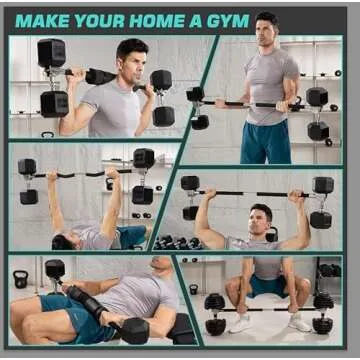 Dumbbell Barbell Converter Bar Adjustable Dumbbell to Barbell Converter Bar Metal Solid Heavy-duty Versatile Barbell Weight Bars for Lifting Full Body Workouts Home Gym Fitness Up to 200 lb Capacity Weight Barbell for Weight Lifting