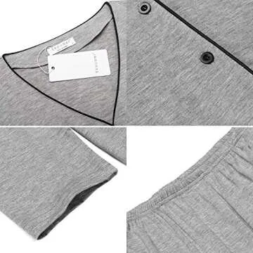 Ekouaer Pajamas Set Button Down Women Long Sleeve Sleepwear V Neck Pjs Sets Soft Nightwear S-XXL