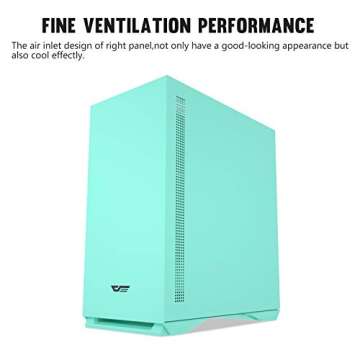 darkFlash Micro ATX Mini ITX Tower MicroATX Computer Case with Door Opening Tempered Glass Side Panel (DLM22 Mint Green)