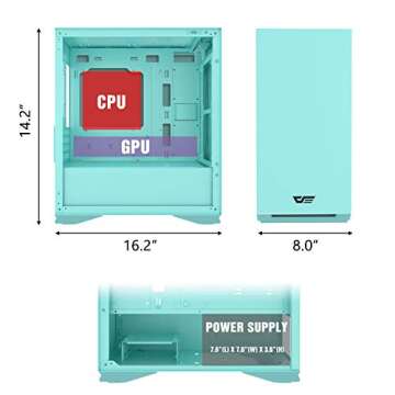 darkFlash Micro ATX Mini ITX Tower MicroATX Computer Case with Door Opening Tempered Glass Side Panel (DLM22 Mint Green)