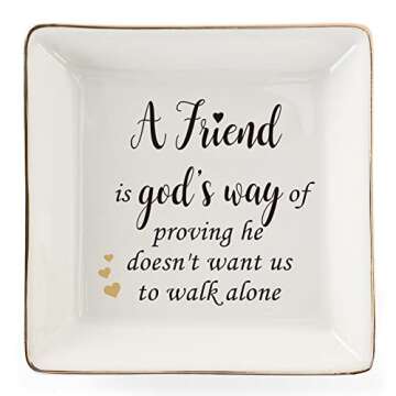 HOME SMILE Friend Ring Dish Decorative Tray-A Friend is God's Way Gift-Christian Birthday Gifts for ...
