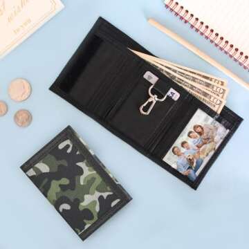 Camo Kids Wallet for Boys Girls Teen, Cheap Little Boys Wallet for Kids Ages 4-5-6-7-8-9-10-12, Camo...