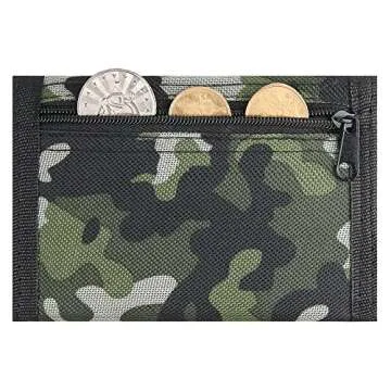 Camo Kids Wallet for Boys Girls Teen, Cheap Little Boys Wallet for Kids Ages 4-5-6-7-8-9-10-12, Camouflage Youth Wallets w/Zipper Coin Pocket, Tri Fold Child Childrens Wallet Novelty Birthday Gift