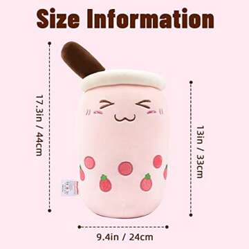 Niuniu Daddy Boba Stuffed Toy, Pink Milk Tea Plushie, Soft Polyester Plush, Cuddle Pillow, Great Gift for Birthday/Christmas
