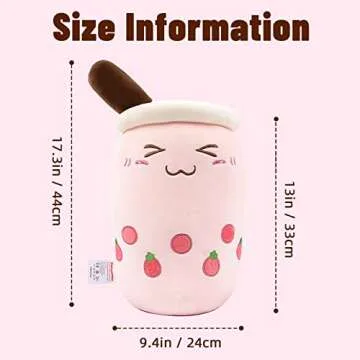 Niuniu Daddy Boba Stuffed Toy, Pink Milk Tea Plushie, Soft Polyester Plush, Cuddle Pillow, Great Gift for Birthday/Christmas