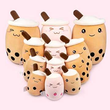 Niuniu Daddy Boba Stuffed Toy, Pink Milk Tea Plushie, Soft Polyester Plush, Cuddle Pillow, Great Gift for Birthday/Christmas