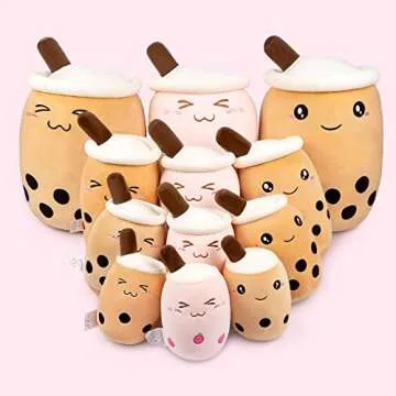 Niuniu Daddy Boba Stuffed Toy, Pink Milk Tea Plushie, Soft Polyester Plush, Cuddle Pillow, Great Gift for Birthday/Christmas