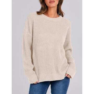 Cozy ANRABESS Waffle Knit Oversized Sweater for Fall