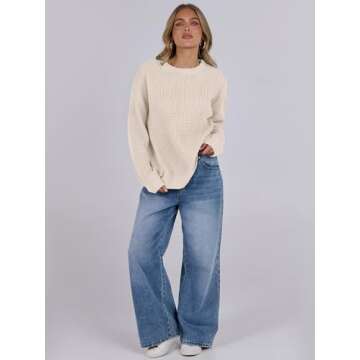 Cozy ANRABESS Waffle Knit Oversized Sweater for Fall