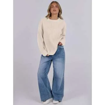 Cozy ANRABESS Waffle Knit Oversized Sweater for Fall