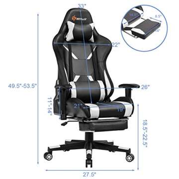 Goplus Gaming Chair with RGB Light and Massage Feature