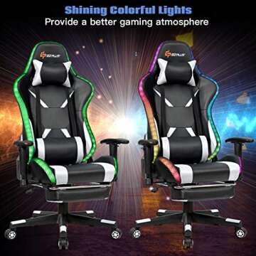 Goplus Gaming Chair with RGB Light and Massage Feature