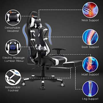 Goplus Gaming Chair with RGB Light and Massage Feature