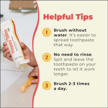 Happy Tooth Natural Hydroxyapatite Toothpaste, Fluoride Free, SLS Free, Whitening for Sensitive Teeth, Natural Ingredients, Dentist Formulated & Recommended, Adults & Kids, Sweet Orange 4 Fl Oz