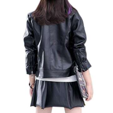 Elife Girls Fashion PU Leather Motorcycle Jacket Children's Outerwear Slim Coat 2-12 Years