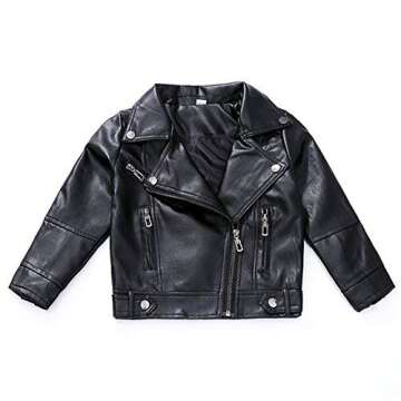 Elife Girls Fashion PU Leather Motorcycle Jacket Children's Outerwear Slim Coat 2-12 Years