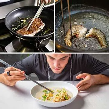 Tangoowal 12-Inch Fine Tweezer Tongs for Cooking