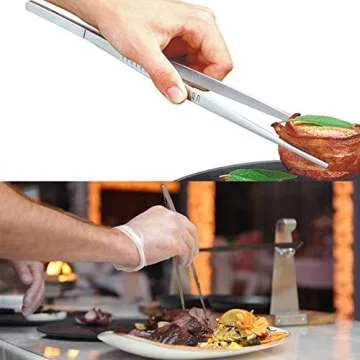 Tangoowal 12-Inch Fine Tweezer Tongs for Cooking