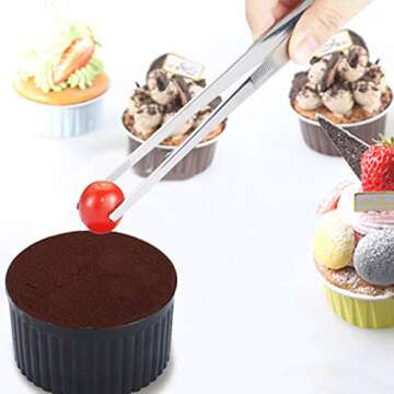 Tangoowal 12-Inch Fine Tweezer Tongs for Cooking